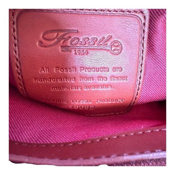 FOSSIL Brick Red Woven Wooden Handle Shoulder Strap Purse Handbag Straw WIcker - Picture 4 of 9